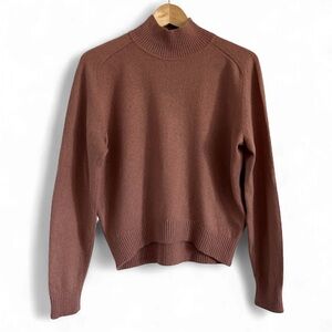 Babaton Cashmere Wool Rose Mock Turtleneck High-Low Sweater